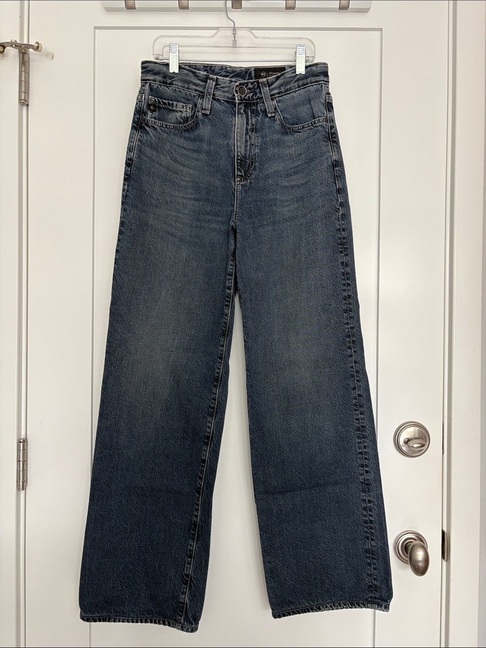 Ag Adriano Goldschmied Wide-Leg Jeans in Dark Blue Wash